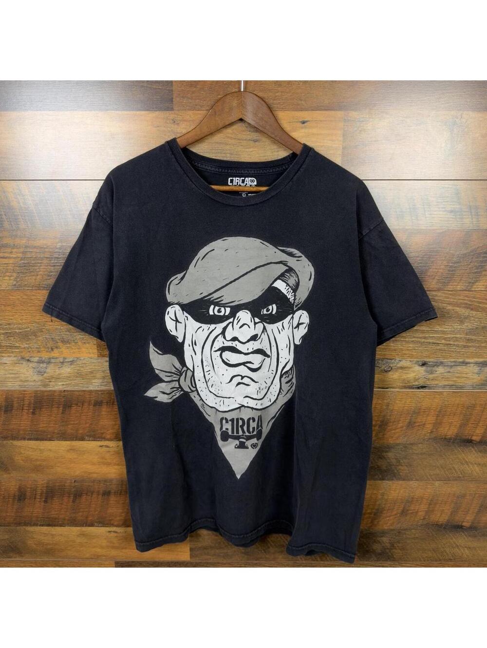 Circa Skateboards Skull Graphic T-Shirt Black Large Skate Y2K